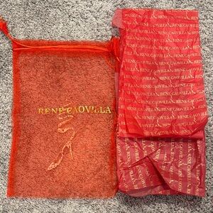 Rene Caovilla Red Mesh Dust Bag and Tissue Paper Set
